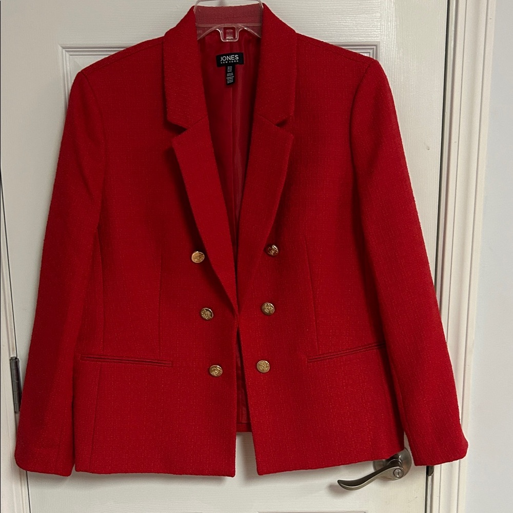 Jones New York Women's Scarlet Blazer with Gold Buttons